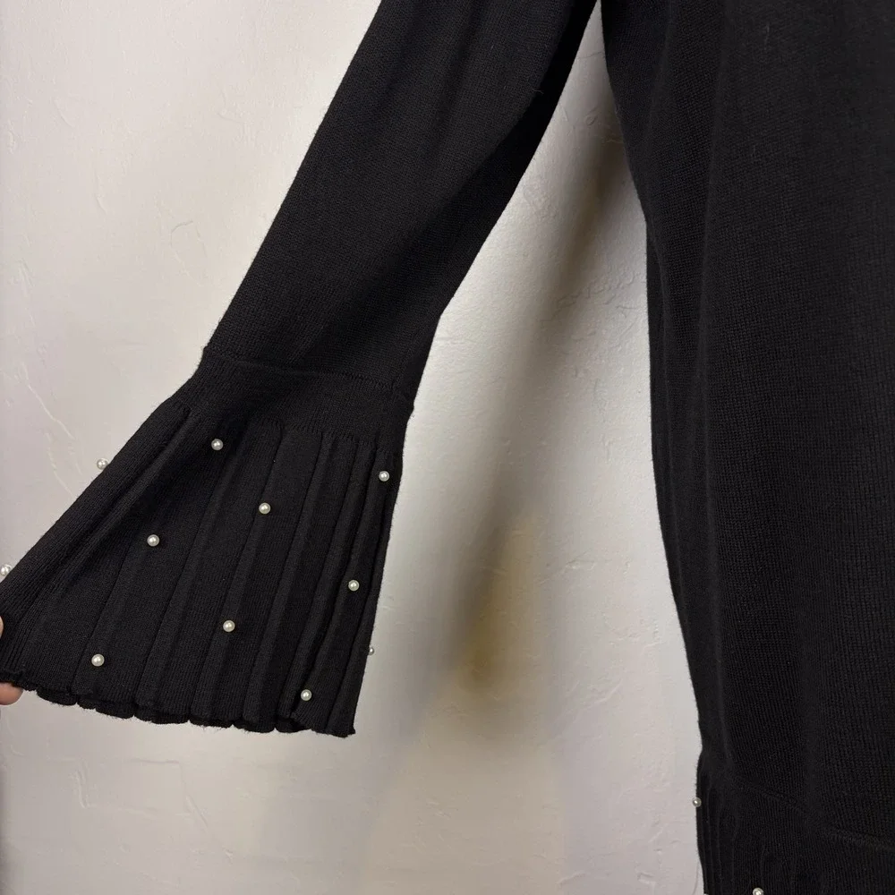 Chicos Woman's Cardigan Sweater Size 2 Large Black Whimsygoth Dark‎ Romantic